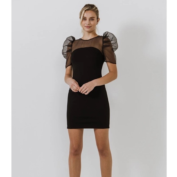 Endless Rose Dresses & Skirts - Endless Rose Black Organza Knit Stretch Mini Dress Small NWT